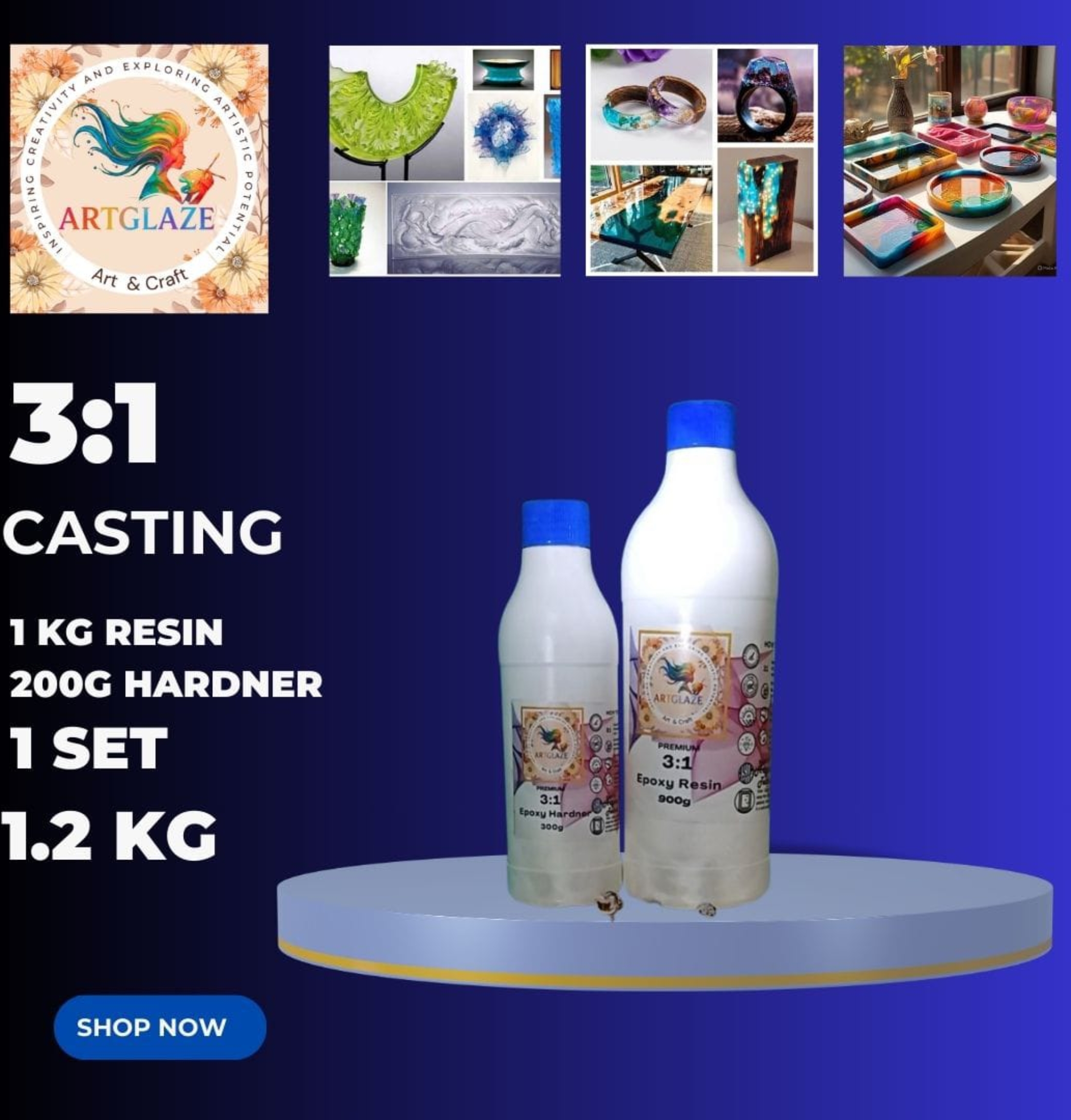 3:1 Epoxy Resin and Hardner Set (1.2 kg)