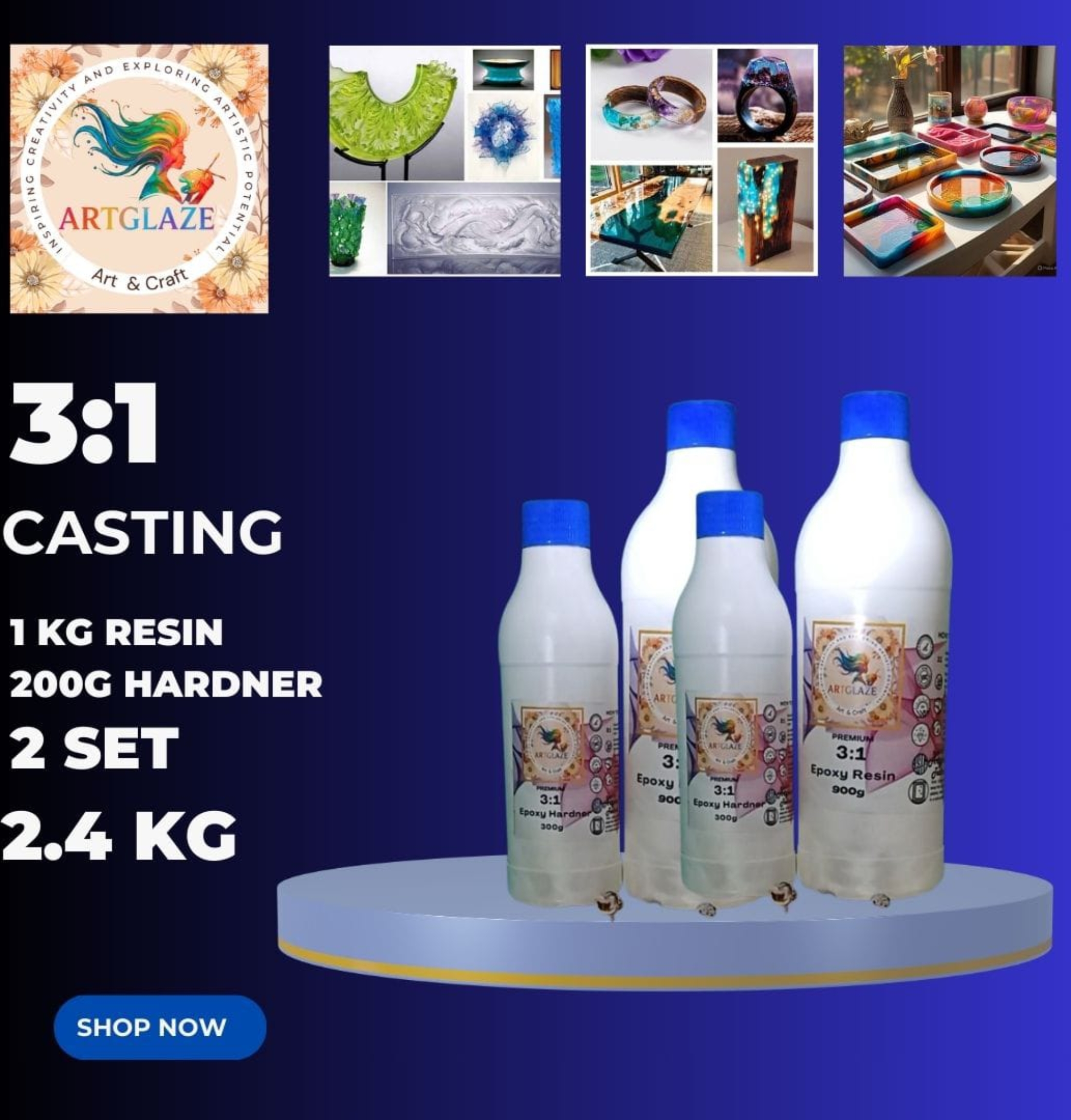 3:1 Epoxy Resin and Hardner Set (2.4 kg)