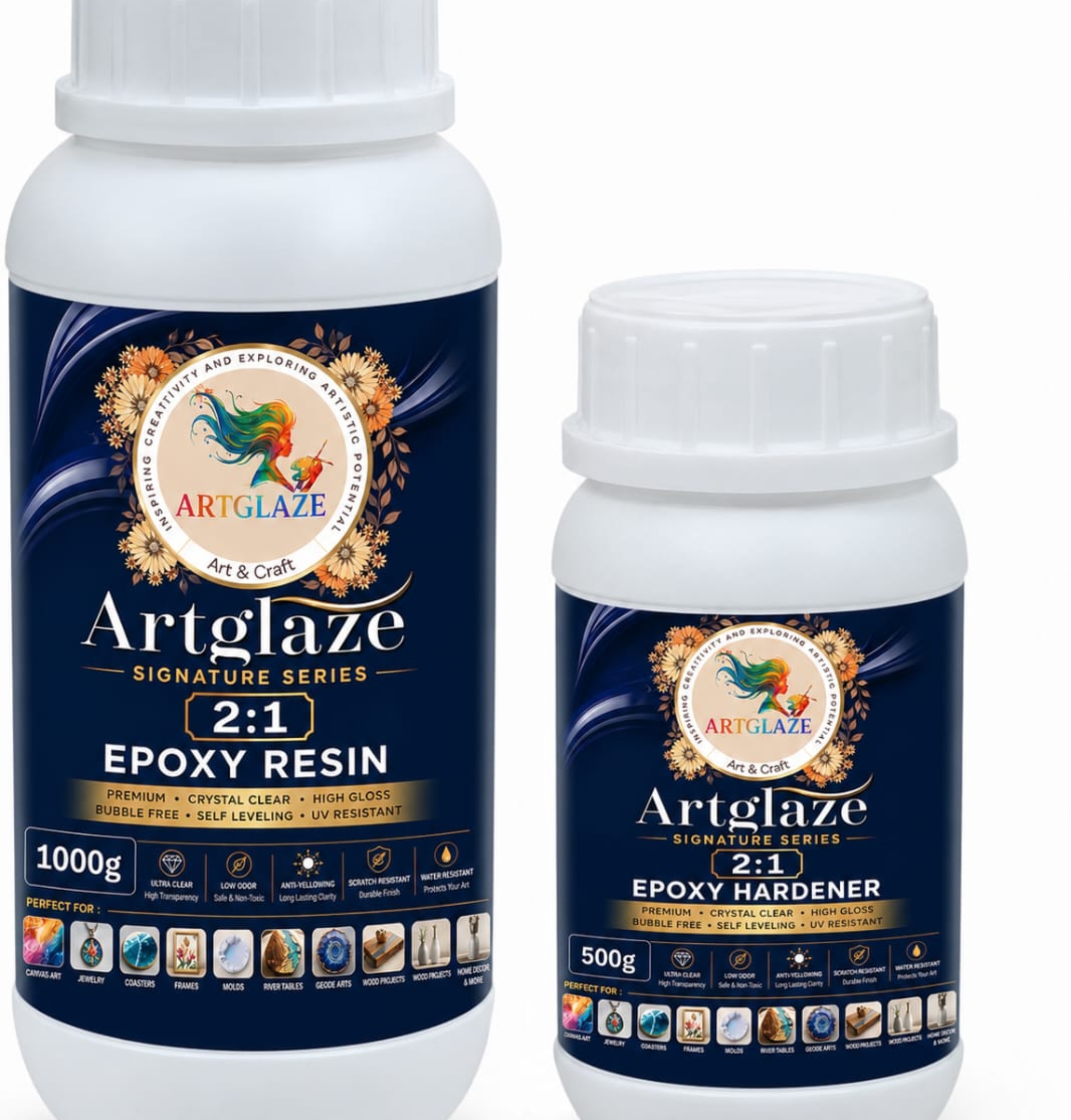 2:1 Artglaze epoxy resin and hardner 12 kg set |Artglaze Super Clear Epoxy Resin Kit 2:1 – High Gloss Bubble Free Resin for Resin Art, Table Tops, Jewelry & Coating